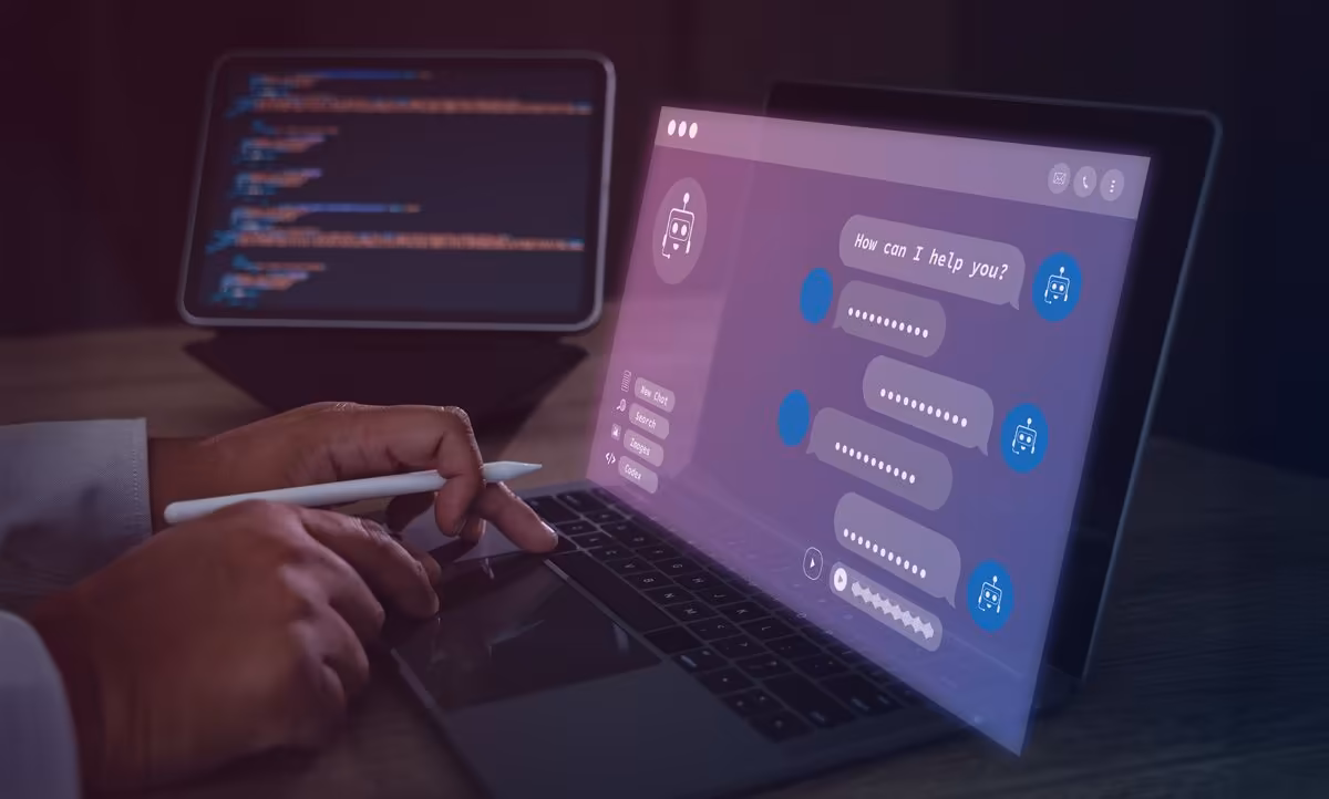 Qreative checks an AI chatbot on a laptop