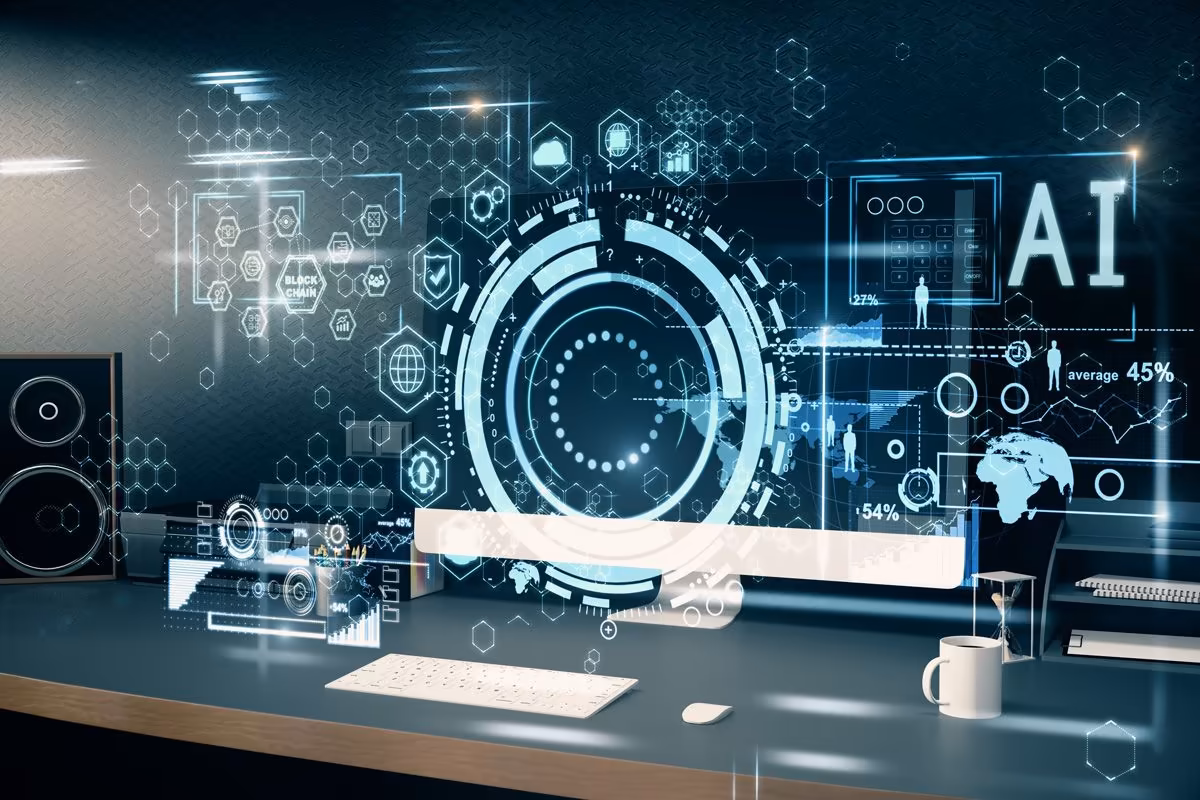 AI interface and data on Qreative’s connected workspace