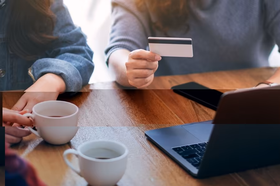 Credit card used on computer during a Qreative web project