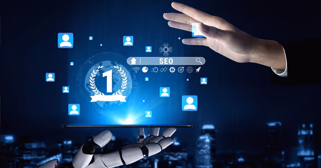 Main humaine, robot et SEO dans la vision IA de Qreative