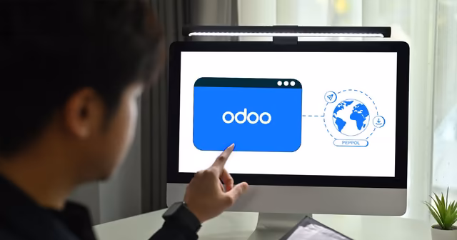 Écran montrant Odoo relié au réseau Peppol pour e-facturation Qreative
