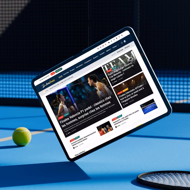Qreative’s Actu Padel web media on a tablet courtside