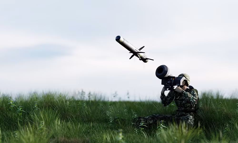 Soldier firing a missile, CAP4LAND project supported by Qreative