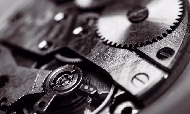Close-up of watch gears, representing the precision behind custom-made print materials